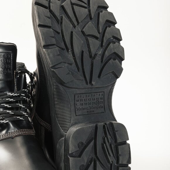 Maison Margiela Black Leather Lug Sole Hiking-Style Boots - Picture 5 of 11